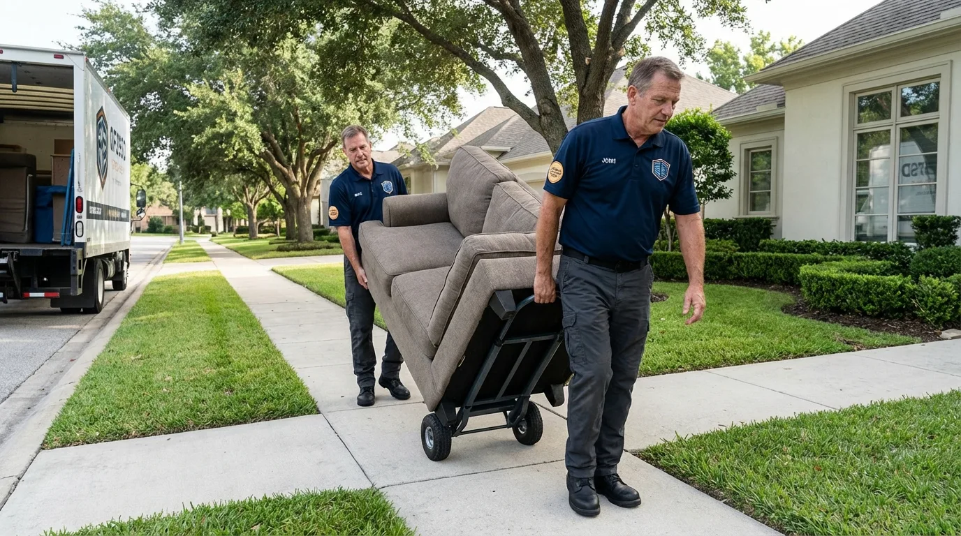 Local residential moving crew loading furniture in Paducah, TX