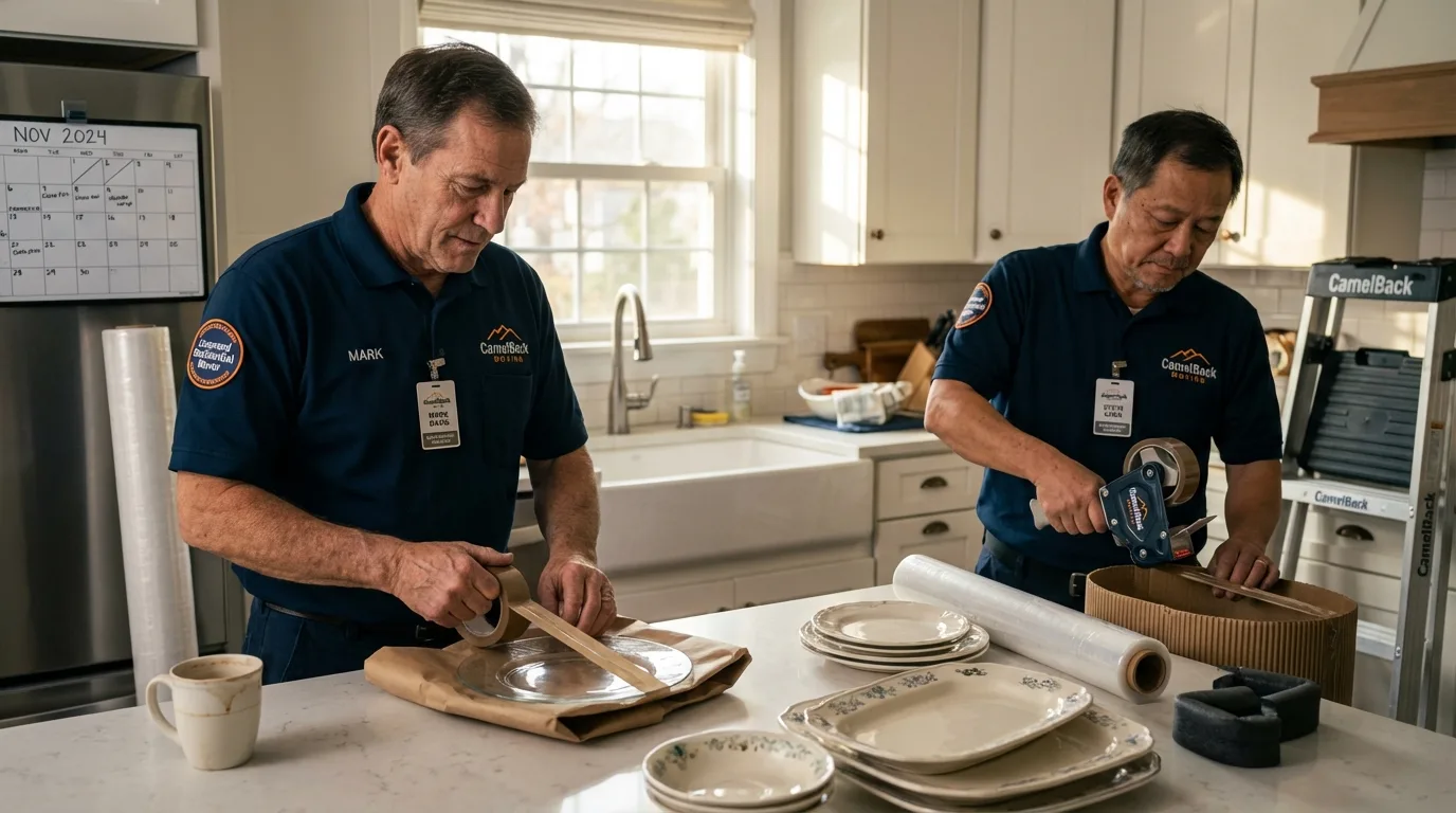 Professional crew packing kitchen dishware in Paducah, TX